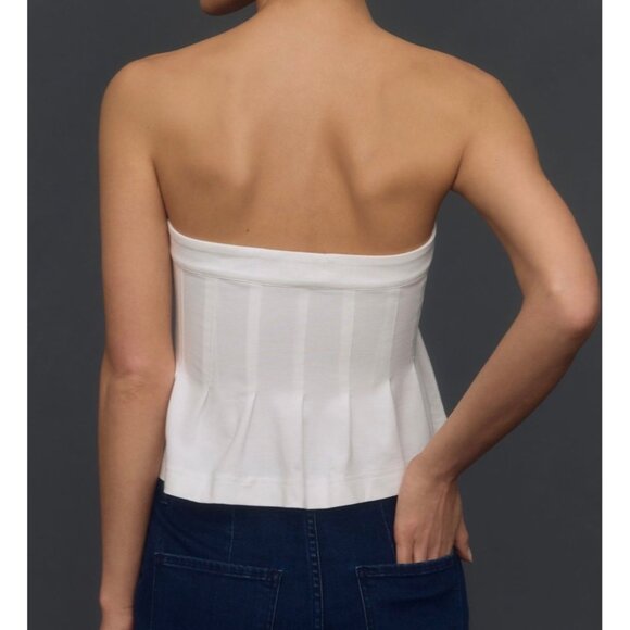 Maeve By Anthropologie Womens The Fontana Flared Tube Top Size L White - Picture 2 of 6
